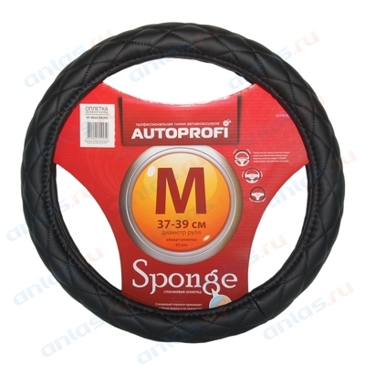 Оплетка руля M Autoprofi кожа стеганая черная